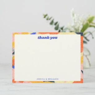Cartão De Agradecimento Chuva de Bebê Personalizada Abstrata Retro Fofa