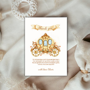Cartão De Agradecimento Chuva de Bebê Principe Flor Elegante Dourado 