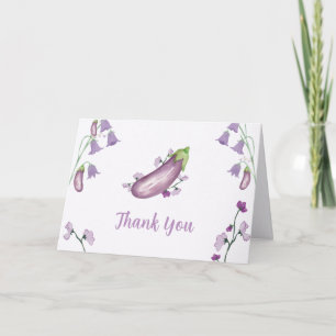 Cartão De Agradecimento Chuva de Bebê Roxa Primavera Jardim Floral Berinje