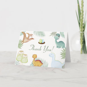 Cartão De Agradecimento Chuva de Bebê Sage Boho Vulcão Tropical Dinossauro