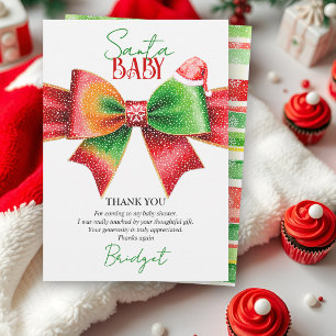 Cartão De Agradecimento Chuva de bebê Santa arco e chapéu de Natal