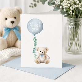 Cartão de Agradecimento Chuva de Bebê Urso de Pelú