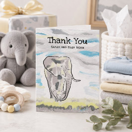 Cartão De Agradecimento Chuva de bebês de mamãe e bebê elefante