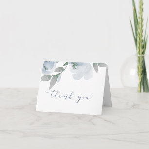 Cartão De Agradecimento Chuva de Casamento Azul Empolado Suave Aquarela V2