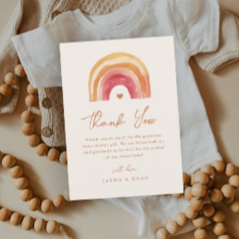 Cartão De Agradecimento Chuva de Cores Boho Terracota Baby Shower