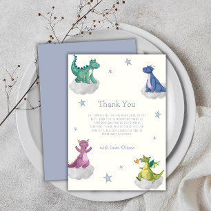 Cartão De Agradecimento Chuva de Estrelas Mágicas Boho Dragão Baby Shower