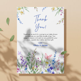 Cartão De Agradecimento Chuva de Flores de Primavera para Bebê em Flor Bab