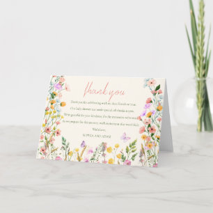 Cartão De Agradecimento Chuva de Flores Silvestres Elegante Baby Shower de