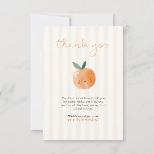 Cartão De Agradecimento Chuva de Laranja Little Cutie Baby Shower