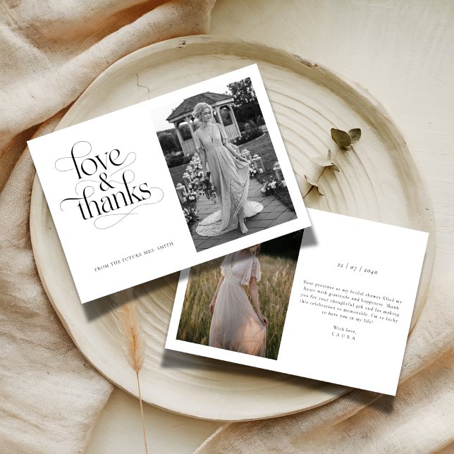 Cartão De Agradecimento Chuva de Noiva Amor & Agradecimentos Calligraphy 2 (Criador carregado)