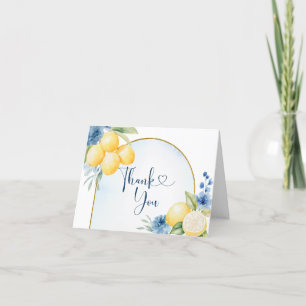 Cartão De Agradecimento Chuva de Noiva Blue floral Lemon Main Squeeze
