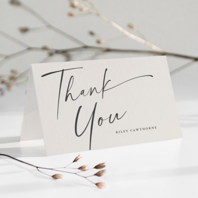 Cartão De Agradecimento Chuva de Noiva Boho com Letra Moderna (Simple Script Boho Bridal Shower Thank You Card.)