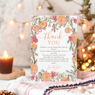 Cartão De Agradecimento Chuva de Noiva Boho Inverno Floral Citrino Seco