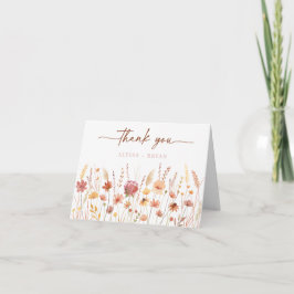 Cartão De Agradecimento Chuva de Noiva Boho Terracota Flor Silvestre