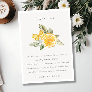 Cartão De Agradecimento Chuva de Noiva Botânica Limão Cítrico Mínimo Boho