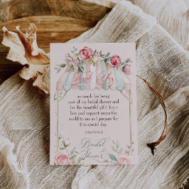 Cartão De Agradecimento Chuva de Noiva com Rosas Francesas Aquarela