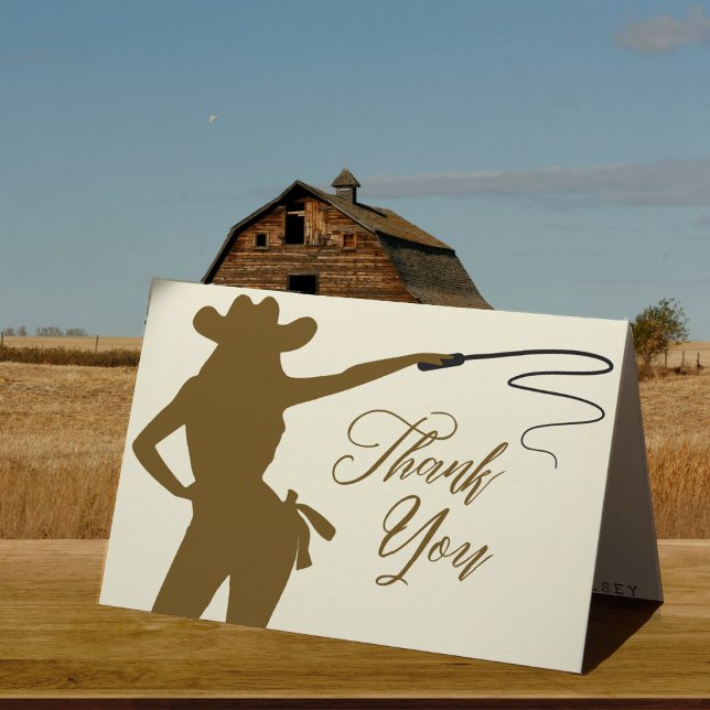 Cartão De Agradecimento Chuva de Noiva Cowgirl Whip (Cowgirl Whip Bridal Shower Thank You Card
)