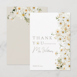 Cartão De Agradecimento Chuva de Noiva Daisies Boho Flor Silvestre Moderna