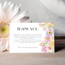 Cartão De Agradecimento Chuva de Noiva de Jardim Floral Colorido Brilhante