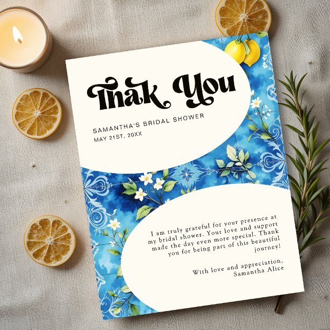 Cartão De Agradecimento Chuva de Noiva de Limão Cítrico Italiano Positano  (Criador carregado)