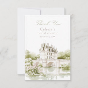 Cartão De Agradecimento Chuva de Noiva Elegante Castelo Romance Francês