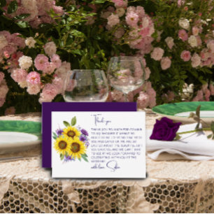 Cartão De Agradecimento Chuva de noiva em aquarela de girassol amarelo