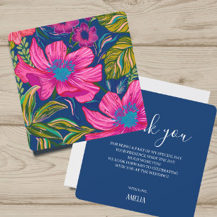 Cartão De Agradecimento Chuva de noiva em aquarela moderna floral rosa que