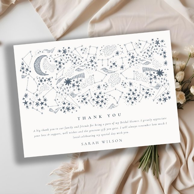 Cartão De Agradecimento Chuva de Noiva Estrela Noturna Celestial Lua (Criador carregado)