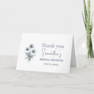 Cartão De Agradecimento Chuva de Noiva Floral Azul Poeira de Cardo Escocês