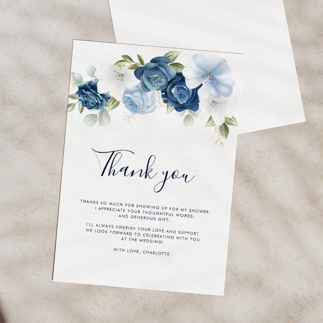 Cartão De Agradecimento Chuva de Noiva Floral Botânica Aquarela (Dusty Blue Floral Perfect Match Wedding Favors Matchboxes)