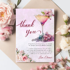 Cartão De Agradecimento Chuva de Noiva Floral Rosa