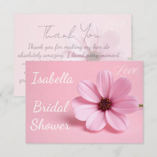 Cartão De Agradecimento Chuva de Noiva Floral Script Rosa Bege Cosmos