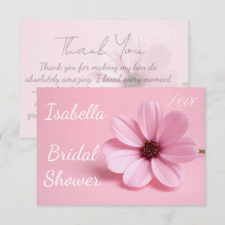 Cartão De Agradecimento Chuva de Noiva Floral Script Rosa Bege Cosmos