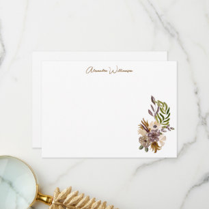 Cartão De Agradecimento Chuva de Noiva Minimalista Moderna Floral Terrosa 