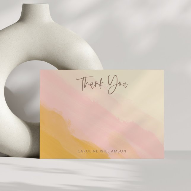 Cartão De Agradecimento Chuva de Noiva Moderno Boho Rosa Amarelo Escrito à (Criador carregado)