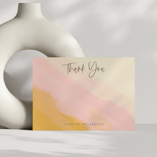 Cartão De Agradecimento Chuva de Noiva Moderno Boho Rosa Amarelo Script 