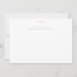 Cartão De Agradecimento Chuva de Noiva Vintage Blush Bow Future Mrs