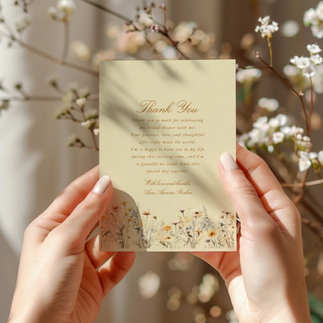 Cartão De Agradecimento Chuva de Noivas Amor de Flores Silvestres (Criador carregado)