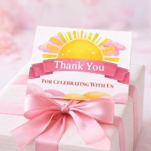 Cartão De Agradecimento Chuva de Obrigada Bebê Menina Pink Sunshine