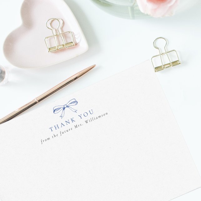 Cartão De Agradecimento Chuva de Presentes da Futura Sra. com Laço Azul Vi (Criador carregado)