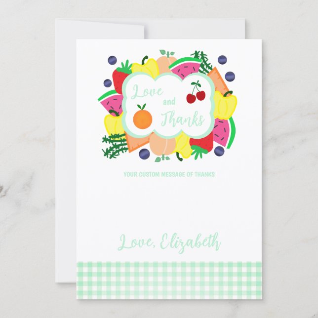 Cartão De Agradecimento Chuva de Presentes da Noiva Fresca no Mercado (Frente)