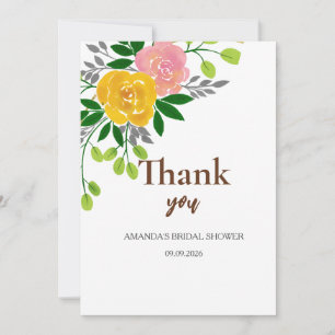 Cartão De Agradecimento Chuva de presentes floral eucalipto rosa dourado r