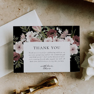 Cartão De Agradecimento Chuva de Rosa Poeira Floral Casamento