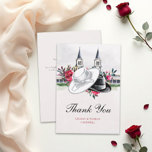Cartão De Agradecimento Chuva de Rosas de Noiva de Casamento do Derby de K