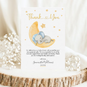 Cartão De Agradecimento Chuva de Sonhos Elefante em Aquarela Baby Shower