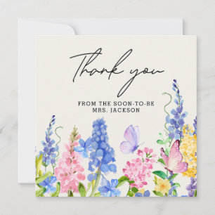 Cartão De Agradecimento Chuva Floral Ele Me Dá Borboletas Chá de Noiva