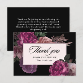 Cartão De Agradecimento Chuva floral em aquarela escura e sombria para chá