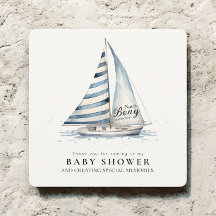Cartão De Agradecimento Chuva Nauti Baby Shower Veleiro Aquarela