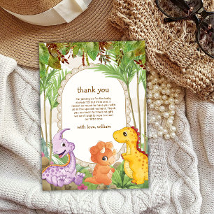 Cartão De Agradecimento Chuva Tropical De Dinossauros No Jardim Infantil