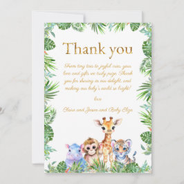 Cartão De Agradecimento Chuva Tropical Personalizada Girafa Tigre Baby Sho